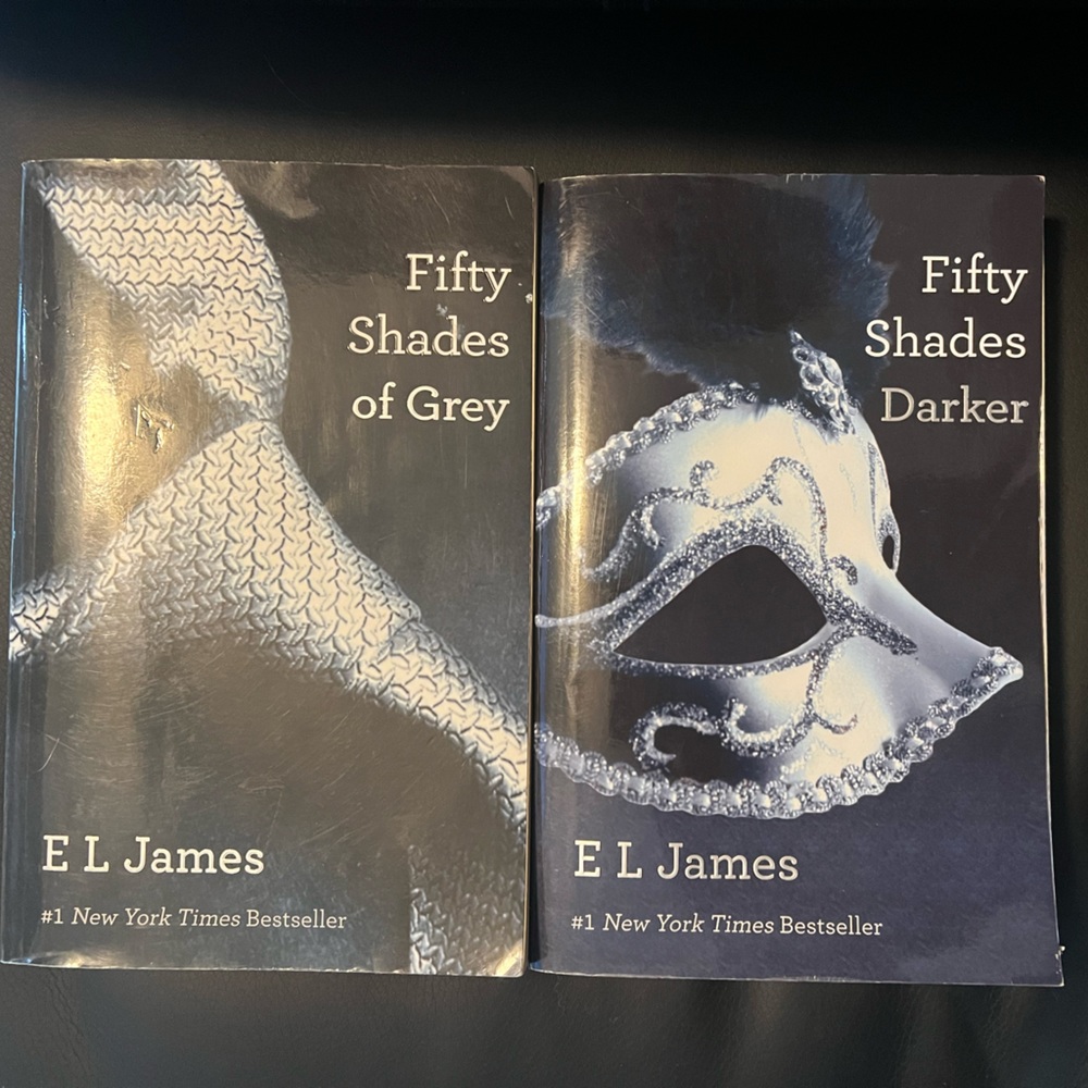 Fifty Shades of Gray and Fifty Shades Darker by EL James. Paperback Books.